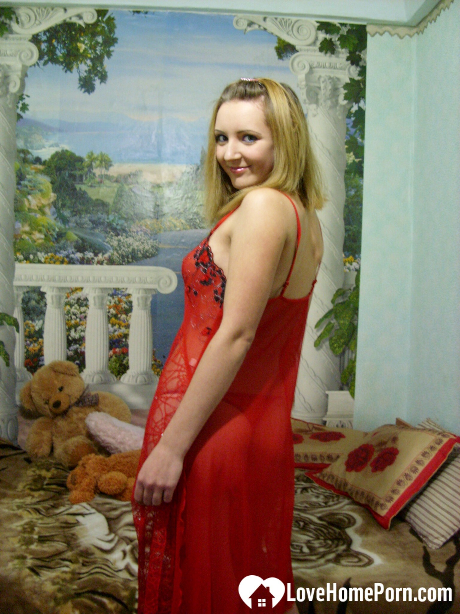 Stripping off my red lingerie for you — 28